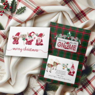 Cartes Pour Fêtes Annuelles Trois Gnomes Renne Aquarelle Carreaux de Noël
