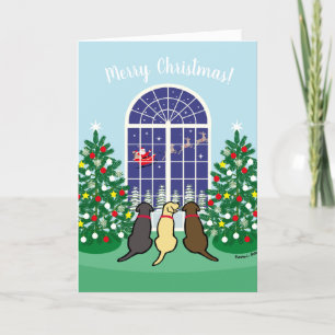 Cartes Pour Fêtes Annuelles Trois Labradors et le Noël du Père Noël