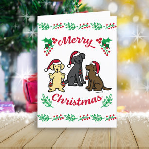 Cartes Pour Fêtes Annuelles Trois Labradors et Ornements de Noël