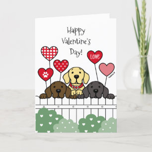 Cartes Pour Fêtes Annuelles Trois Labradors regardent Valentine Holiday Card