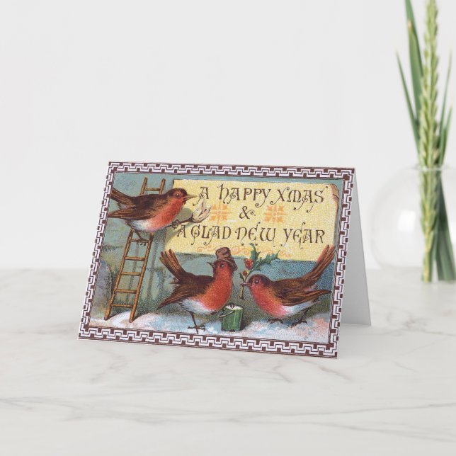 Cartes Pour Fêtes Annuelles Trois oiseaux avec du charme (Devant)