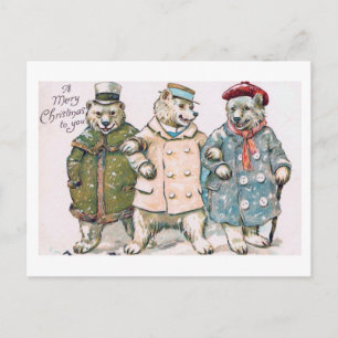 Cartes Pour Fêtes Annuelles "Trois ours de Noël" Vintage