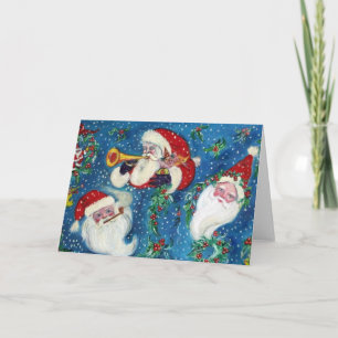 CARTES POUR FÊTES ANNUELLES TROIS PÈRE NOËL / NUIT NOËL