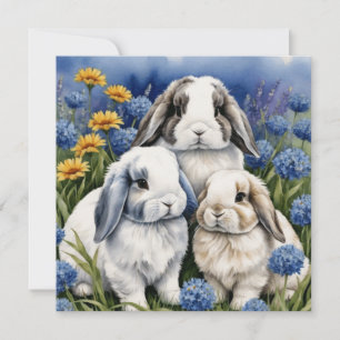 Cartes Pour Fêtes Annuelles Trois petits lapins lapins de lapin de lop
