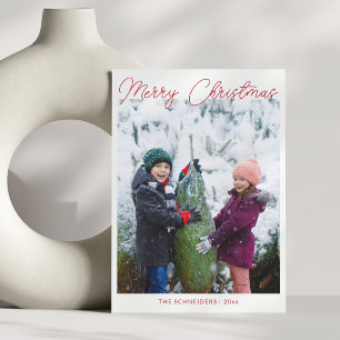Cartes Pour Fêtes Annuelles Trois Photo Vertical Rouge Écriture Joyeux Noël