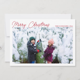 Cartes Pour Fêtes Annuelles Trois Photos Montage Rouge Script Joyeux Noël