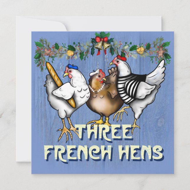 Cartes Pour Fêtes Annuelles Trois poules françaises (Devant)