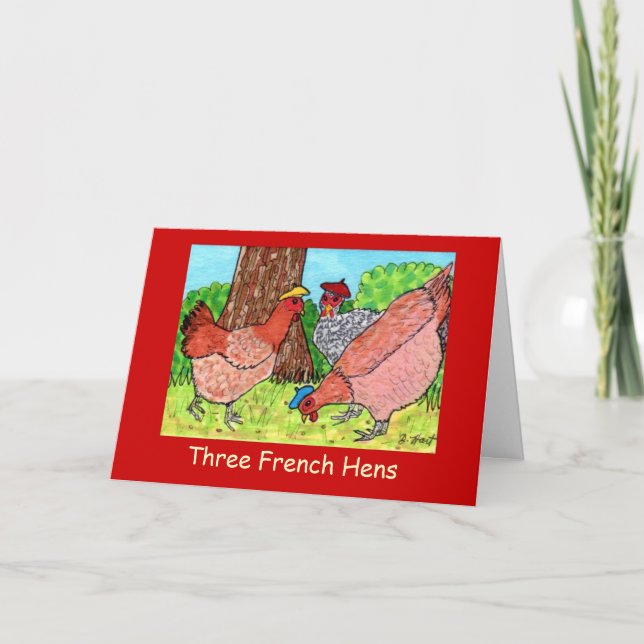 Cartes Pour Fêtes Annuelles Trois poules françaises (Devant)
