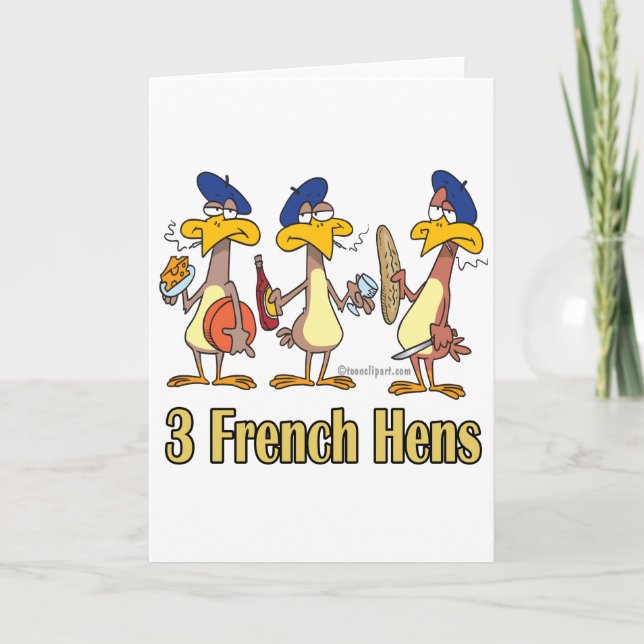 Cartes Pour Fêtes Annuelles trois poules françaises 3e jour de noël (Devant)