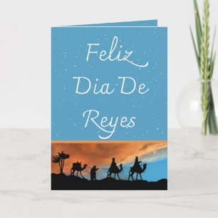 Cartes Pour Fêtes Annuelles Trois Rois d'Espagne Jour Etoiles Turquoises Noël