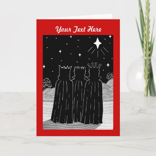Cartes Pour Fêtes Annuelles Trois rois et étoile noël noir et blanc (Devant)
