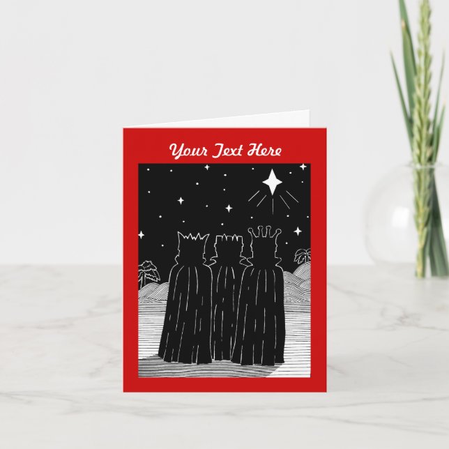 Cartes Pour Fêtes Annuelles Trois rois et étoile noël noir et blanc (Devant)