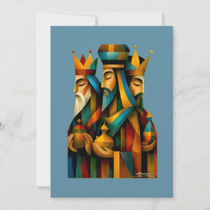 Cartes Pour Fêtes Annuelles Trois Sages Hommes Art de Nativité Abstrait