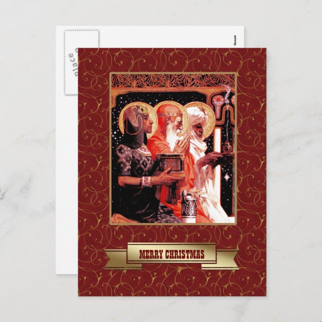 Cartes Pour Fêtes Annuelles Trois Sages Hommes. Noël (Devant / Derrière)