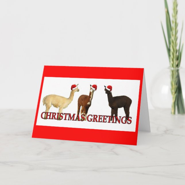 Cartes Pour Fêtes Annuelles Trois Santas Alpaca (Devant)
