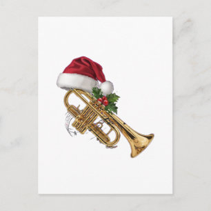 Cartes Pour Fêtes Annuelles Trompette de fête enveloppée de lumières de Noël