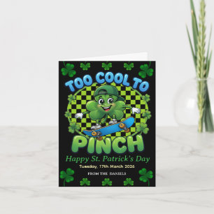 Cartes Pour Fêtes Annuelles Trop Cool pour Pincer Planche à Roulettes Trèfle S