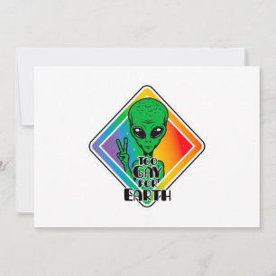 Cartes Pour Fêtes Annuelles Trop gay pour la terre Drôle Alien OVNI