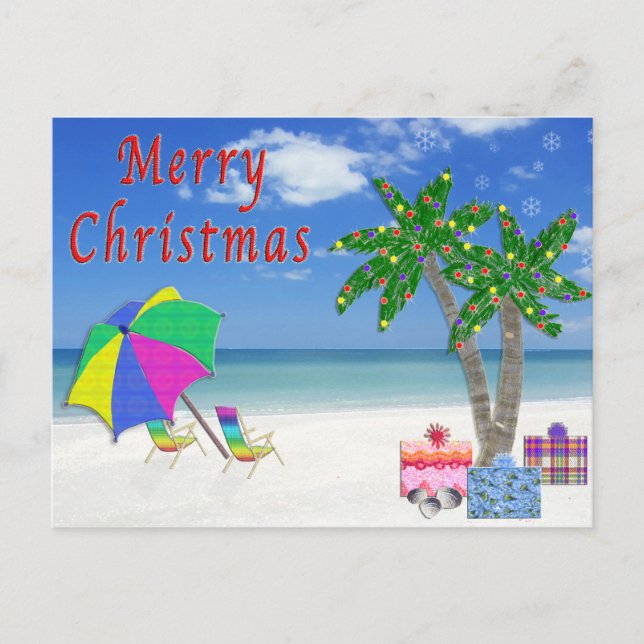 Cartes Pour Fêtes Annuelles Tropcal postcards Christmas Beach Cards (Devant)