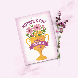 Cartes Pour Fêtes Annuelles Trophée Floral Fête des Mères Violet