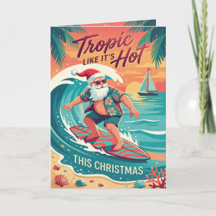 Cartes Pour Fêtes Annuelles Tropic Like It's Hot Surfing Santa Noël
