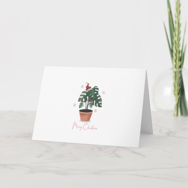 Cartes Pour Fêtes Annuelles Tropical Aquarelle Monstera Joyeux Noël (Devant)