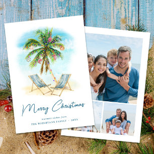Cartes Pour Fêtes Annuelles Tropical Beach Palm Tree Noël 3 Photo