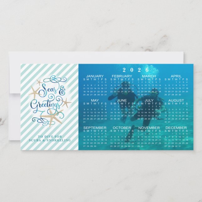 Cartes Pour Fêtes Annuelles Tropical Business 2026 Calendrier SEAS et salutati (Devant)