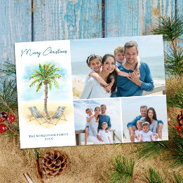 Cartes Pour Fêtes Annuelles Tropical Christmas Beach 3 Photo