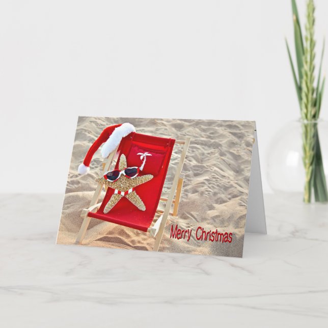Cartes Pour Fêtes Annuelles Tropical Christmas Père Noël Starfish (Devant)