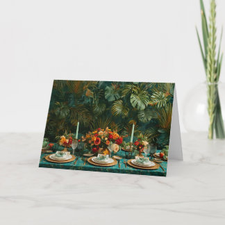 Cartes Pour Fêtes Annuelles 🌿 Tropical Elegance Thanksgiving Greeting Card 🌺
