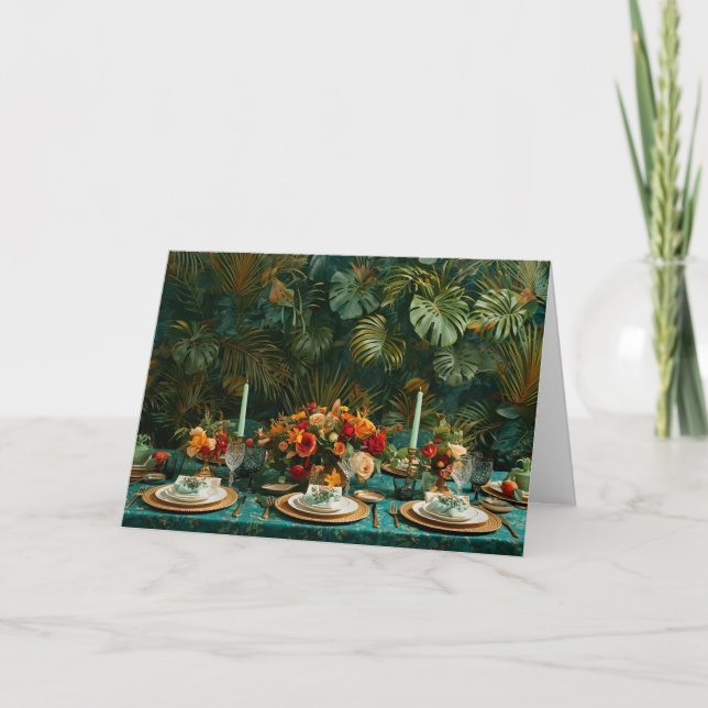 Cartes Pour Fêtes Annuelles 🌿 Tropical Elegance Thanksgiving Greeting Card 🌺 (Devant)