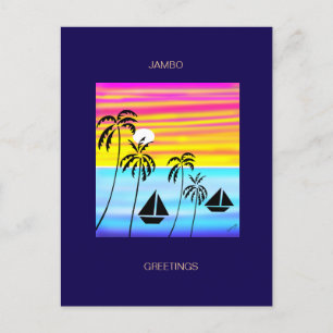 Cartes Pour Fêtes Annuelles Tropical Summer Sunset Sailing