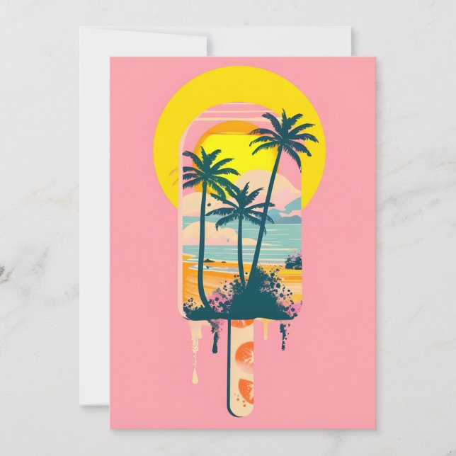 Cartes Pour Fêtes Annuelles Tropical Summer Sunset Sweets Paradise (Devant)