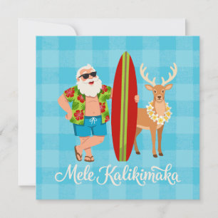 Cartes Pour Fêtes Annuelles Tropiques Festifs Vacances Hawaïennes Père Noël Su