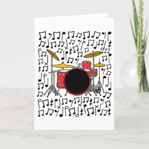 Cartes Pour Fêtes Annuelles Trousse de tambour Notes musicales Percussion ense