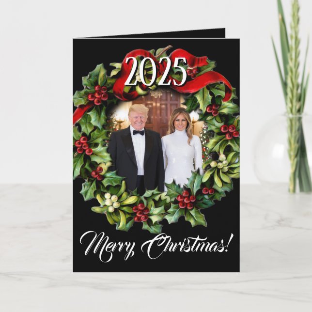 Cartes Pour Fêtes Annuelles Trump Christmas 2020 Wreath Photo Holiday Greeting (Devant)