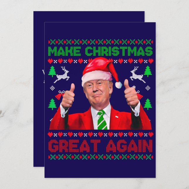 Cartes Pour Fêtes Annuelles Trump Christmas Card, Rendre Noël merveilleux (Devant / Derrière)