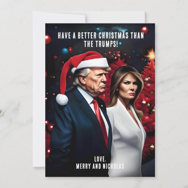 Cartes Pour Fêtes Annuelles Trump et Melania Mauvais Noël (Devant)