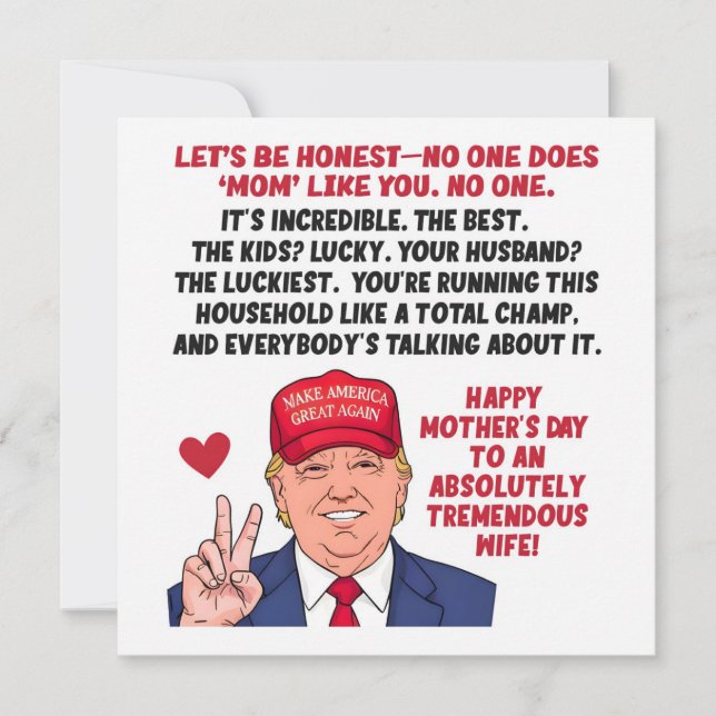 Cartes Pour Fêtes Annuelles Trump fête des mères pour femme  (Devant)