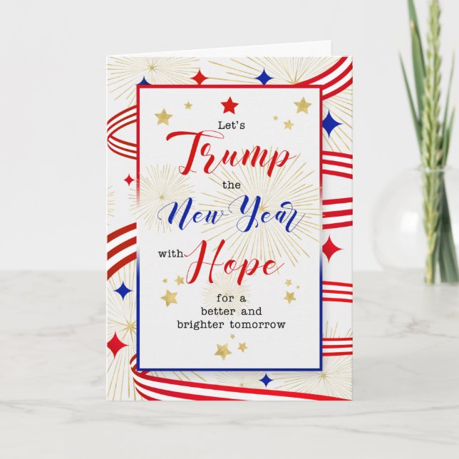 Cartes Pour Fêtes Annuelles Trump la nouvelle année avec espoir rouge blanc et (Devant)