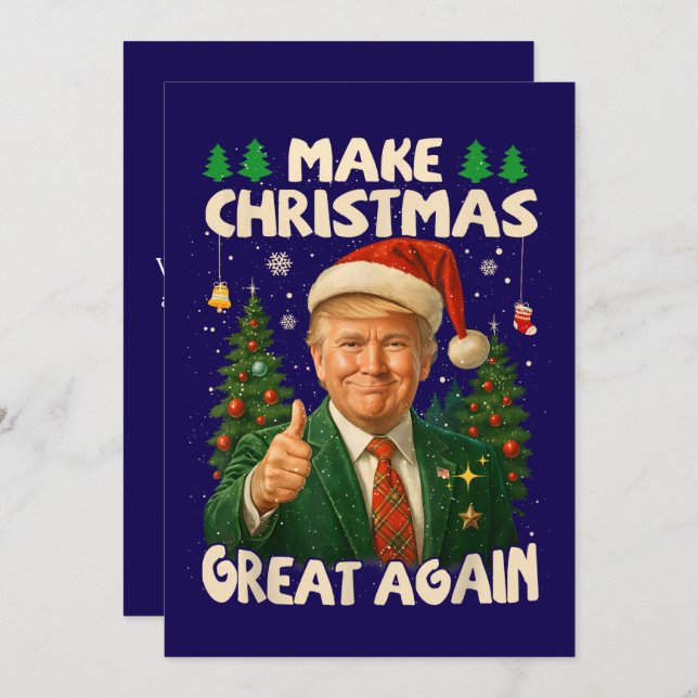 Cartes Pour Fêtes Annuelles Trump rend Noël à nouveau magnifique bleu foncé (Devant / Derrière)