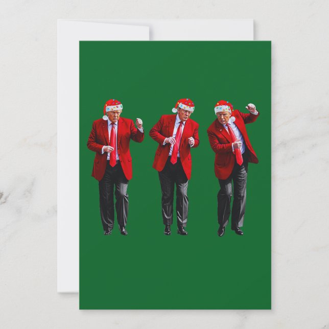 Cartes Pour Fêtes Annuelles Trump Santa Hat Danse de Noël Vert (Devant)