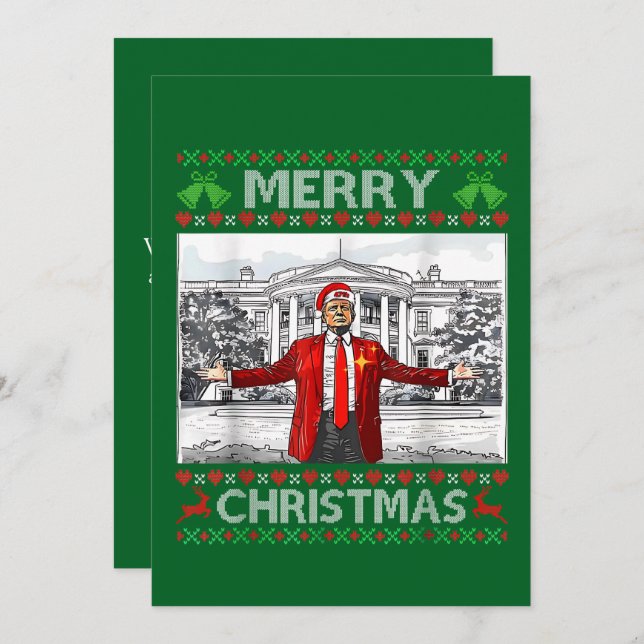 Cartes Pour Fêtes Annuelles Trump Santa Hat Joyeux Noël (Devant / Derrière)