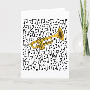 Cartes Pour Fêtes Annuelles Trumpet Notes musicales Trumpeter Brass Musicien
