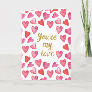Cartes Pour Fêtes Annuelles Tu es mon amour Coeurs romantiques rouges