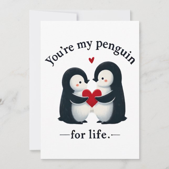 Cartes Pour Fêtes Annuelles Tu es mon pingouin pour un couple à vie (Devant)