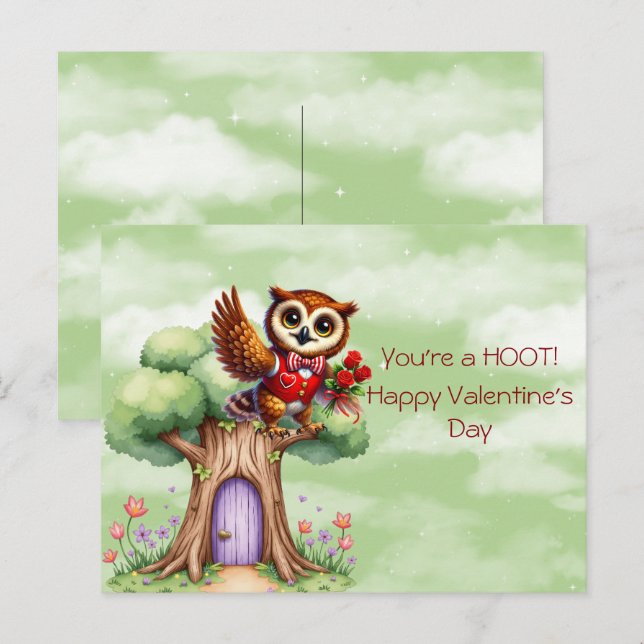 Cartes Pour Fêtes Annuelles Tu es un HOOT ! Heureuse Sainte-Valentin (Devant / Derrière)