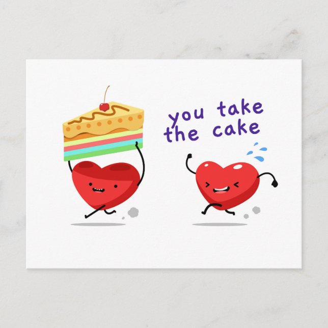 Cartes Pour Fêtes Annuelles Tu Prends Le Gâteau | Bonne Saint Valentin | Amour (Devant)
