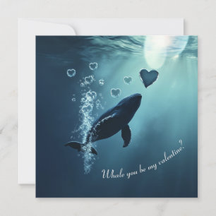 Cartes Pour Fêtes Annuelles Tu seras ma Saint-Valentin Baleine Bleue Mignonne
